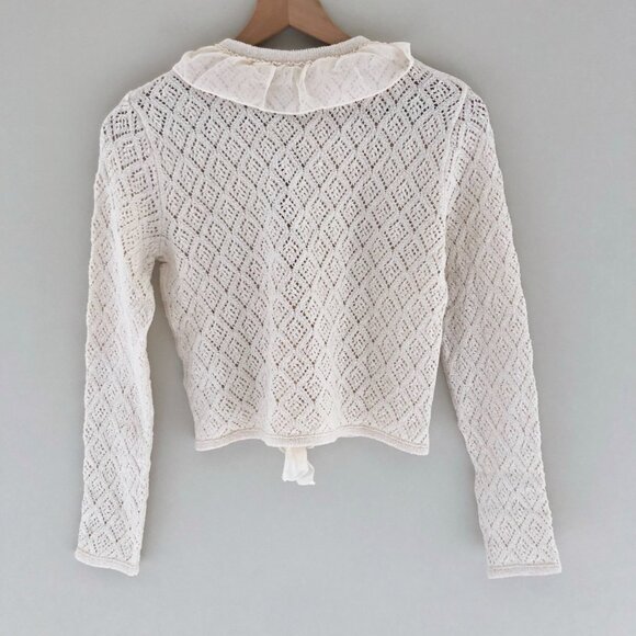 NWT ZARA Pointelle Knit Ruffled Blouse - Picture 5 of 5